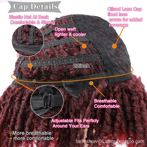 Hot sell  Hot Selling soft faux locs wig Afro Kinky Curly Ombre Brown Wig
